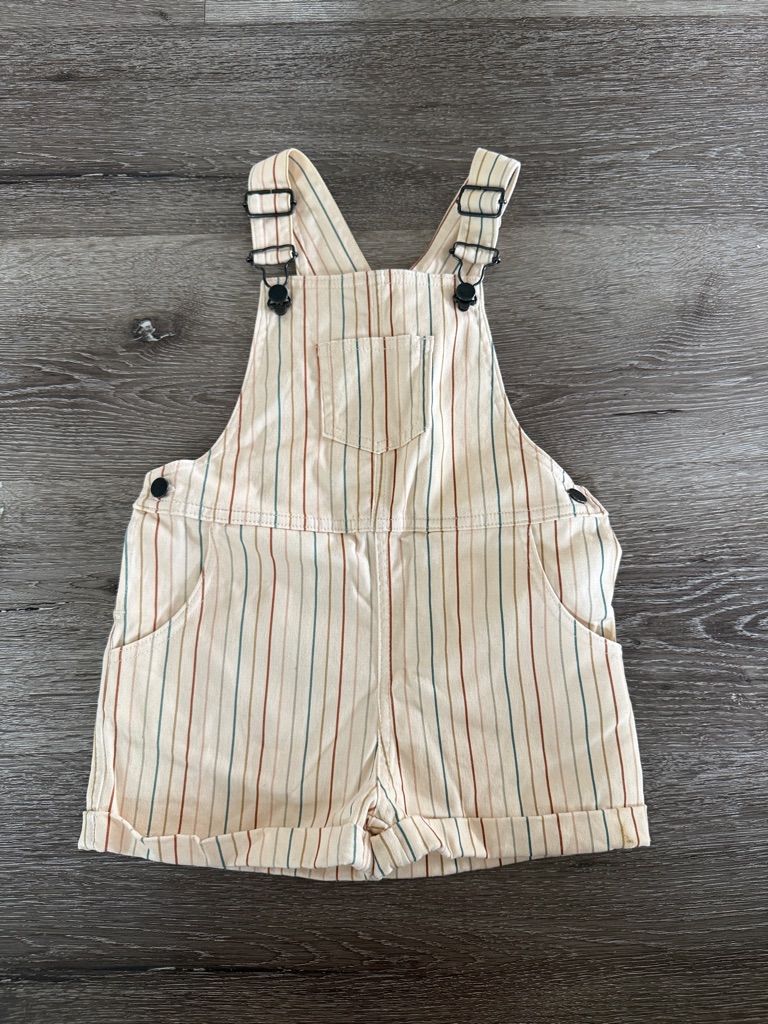 Coco Au Lait Brand Rainbow Striped Children's Short Overalls, Size 4y